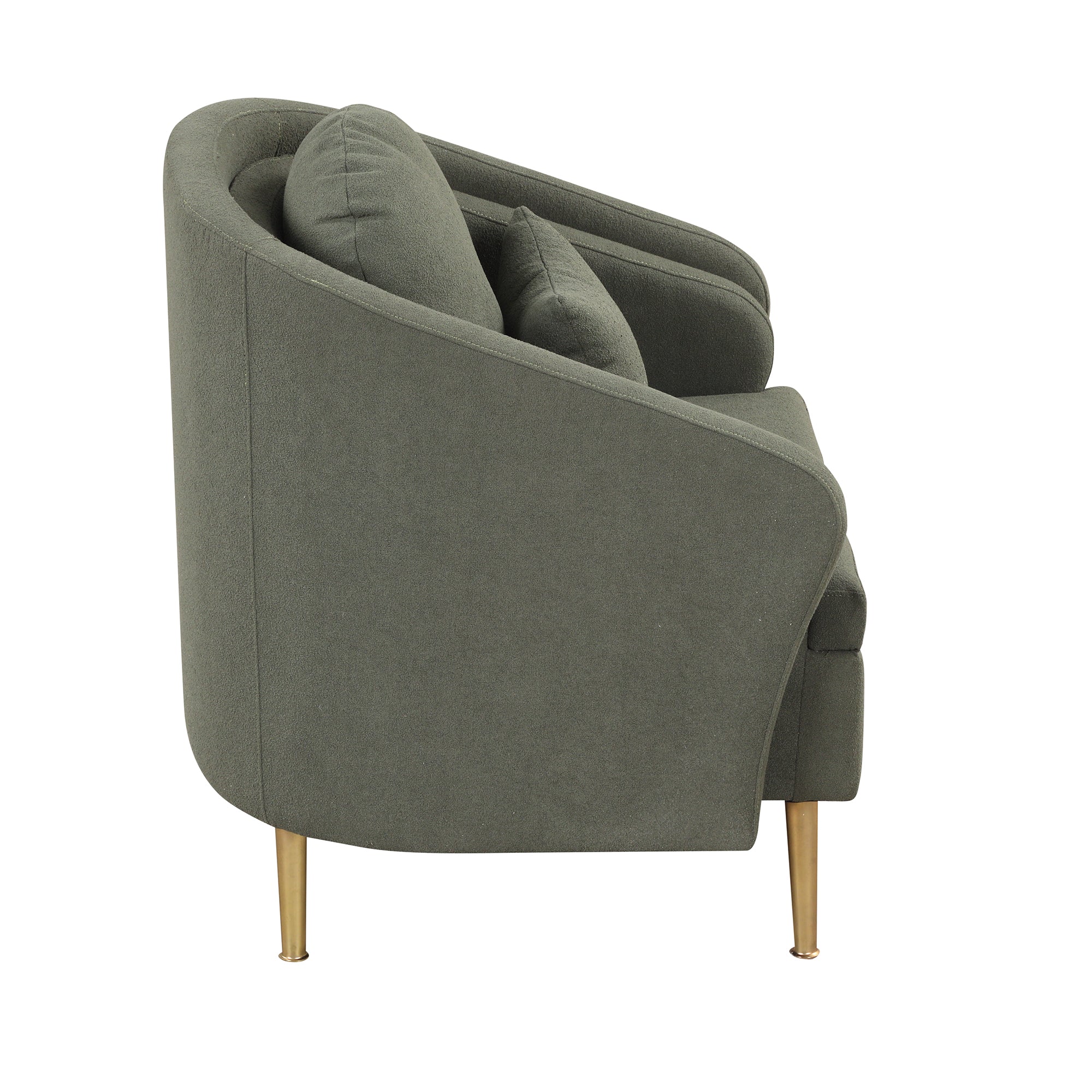 Seaweed Green Upholstered Accent Chair with Lumbar Pillow and Metal Legs Y834
