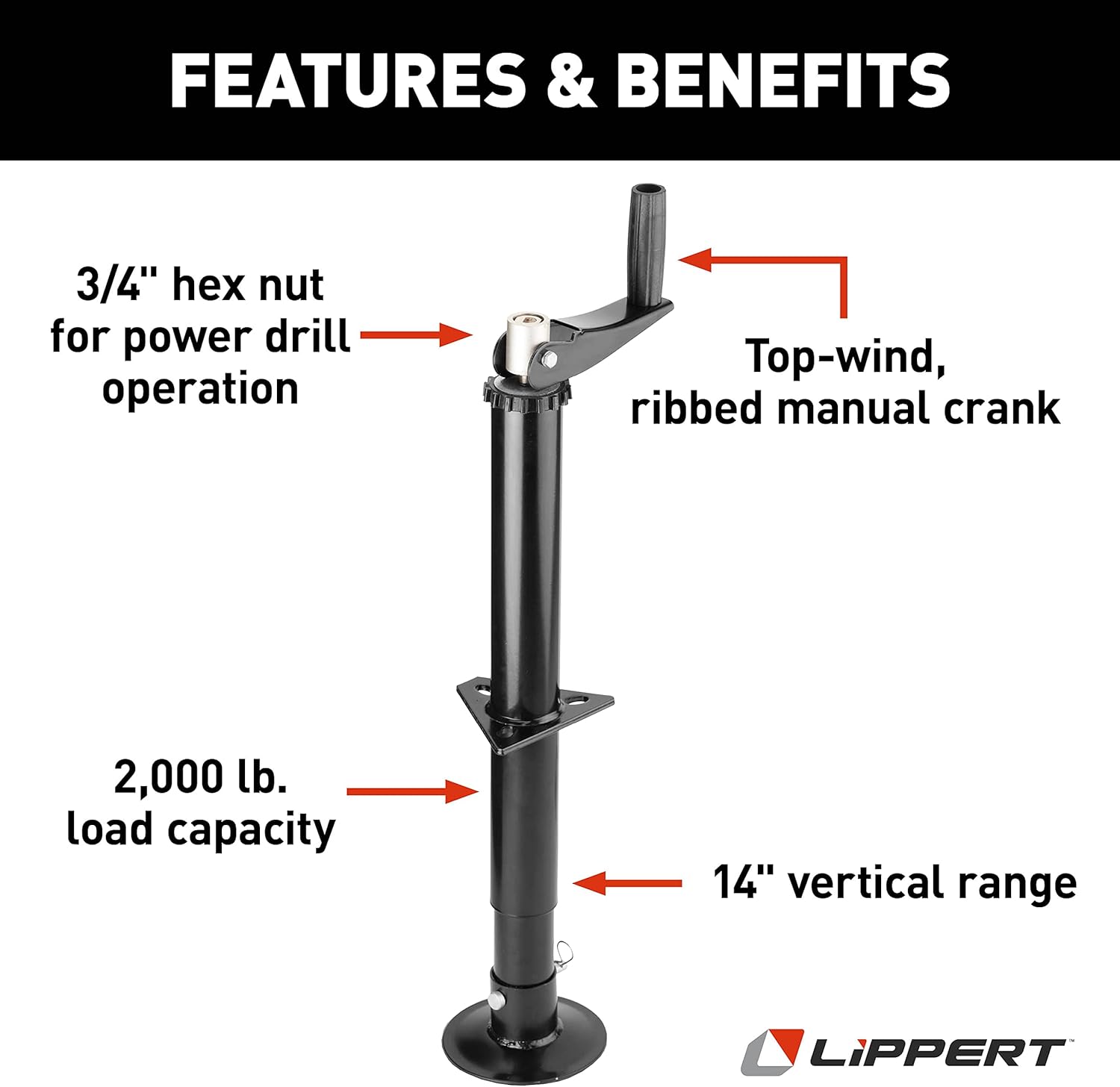 Black 2000lb Quick Drop Tongue Jack Pack of 2 T61982