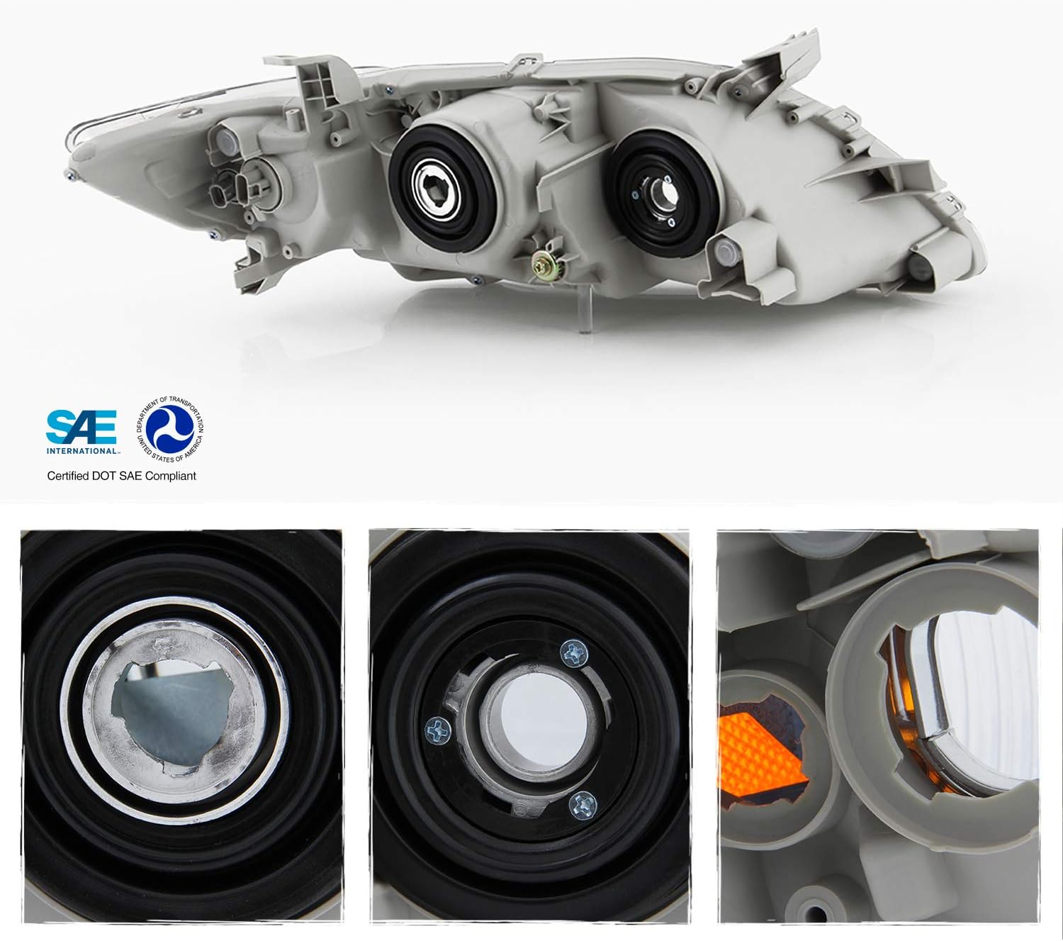 Projector Chrome Headlight Driver Left Side L7498
