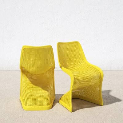 Yellow Stacking Patio Dining Side Chair (Set of 2) T5017