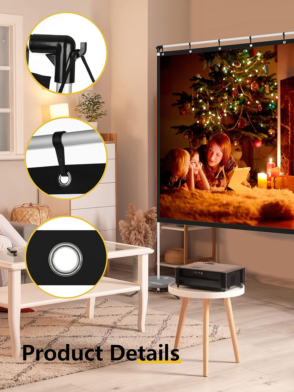 120 Inch 16:9 Portable Projector Screen with Stand and Carry Bag M642