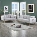 Light Gray Linen Fabric Sofa Loveseat Set H4510