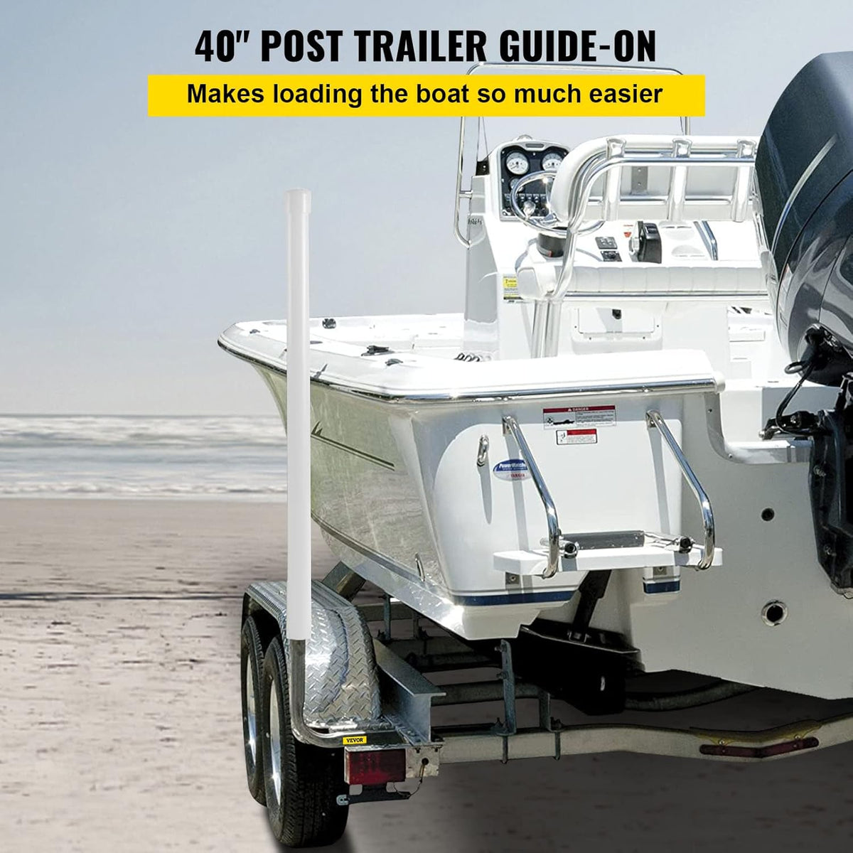 Galvanized Steel Trailer Guide-on with PVC Tube Covers, 40", 2PCS E517
