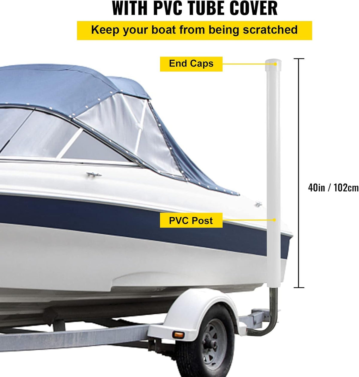 Galvanized Steel Trailer Guide-on with PVC Tube Covers, 40", 2PCS E517