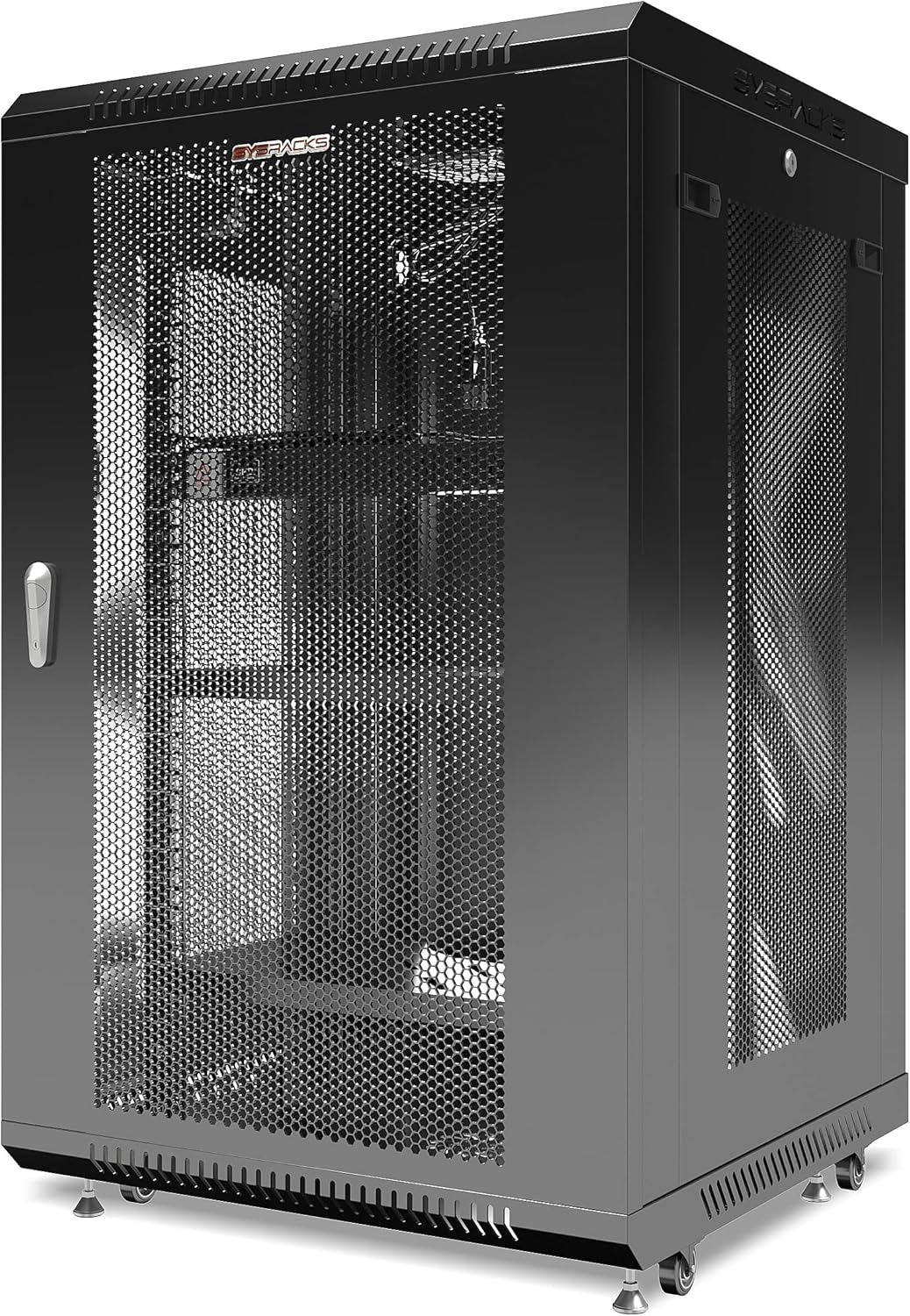 Wall Mount Server Rack Locking Network Cabinet 18 U Vented Enclosure with Casters Shelf V927031