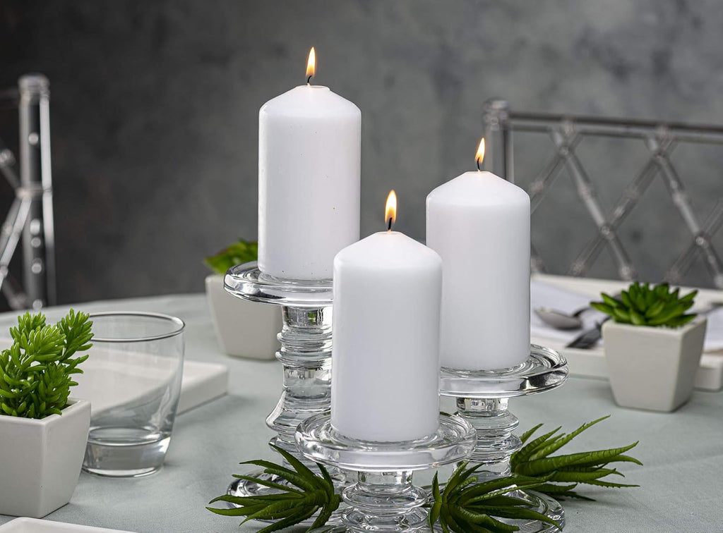 White Pillar Candles Set of 20 Unscented Dripless O21276
