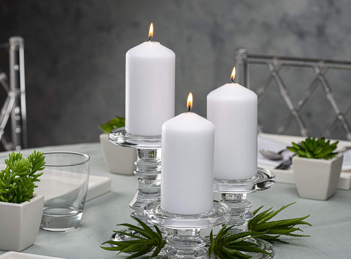 White Pillar Candles Set of 20 Unscented Dripless O21276