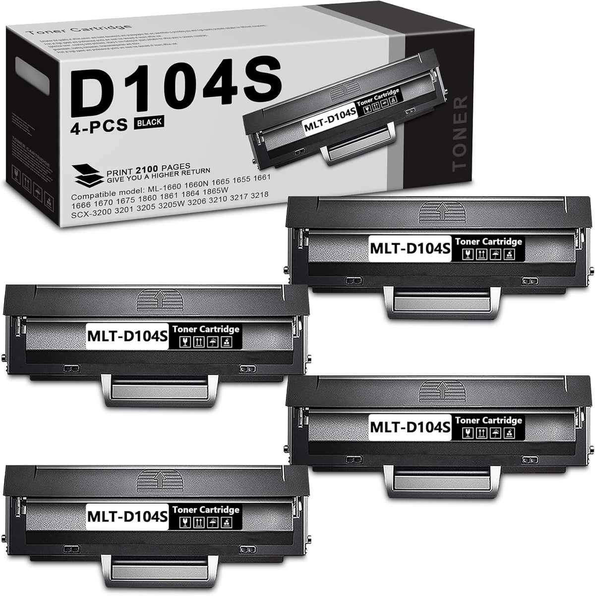 4 Pack Black Toner Cartridge T52050