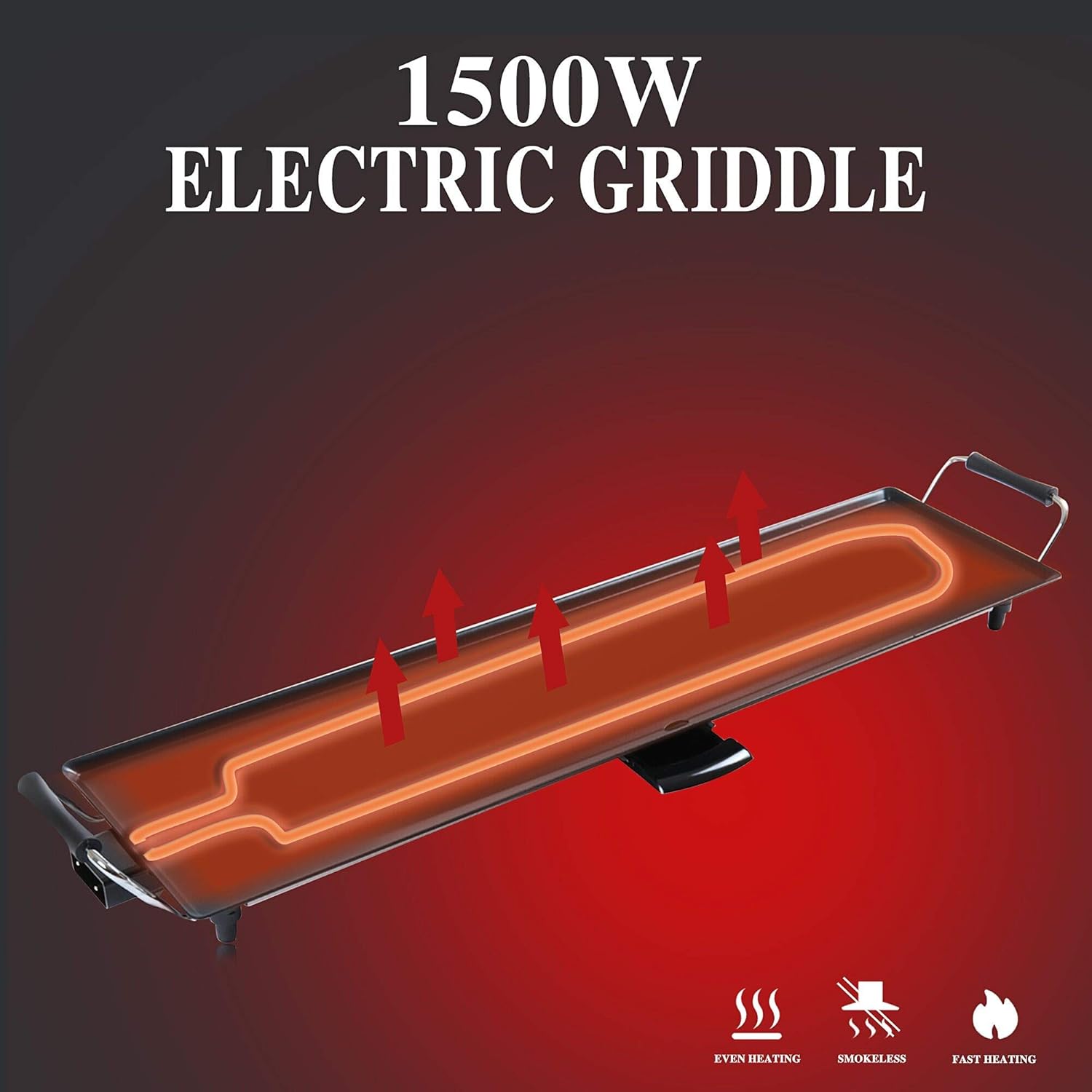 Electric Griddle Nonstick 1500 Watts 35x9 O75688