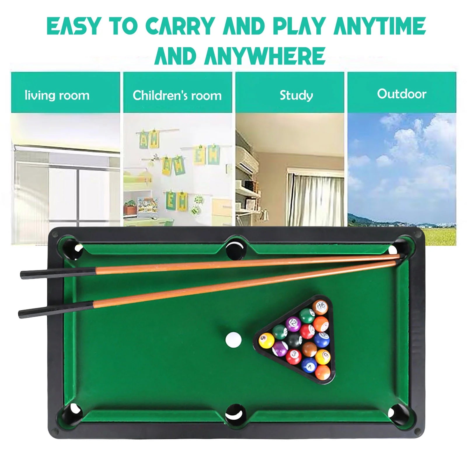 Mini Tabletop Pool Set Billiards Game S50587