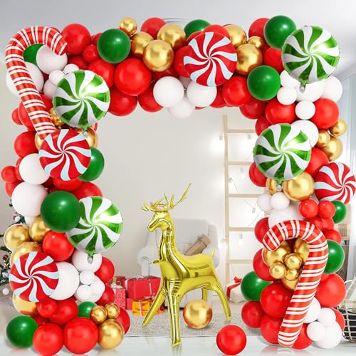 Red Green White Christmas Balloon Garland Arch Kit C9216