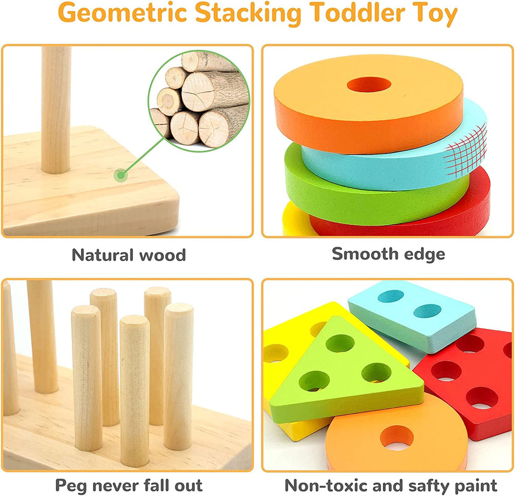 Wooden Sorting and Stacking Toys for Toddlers G157029