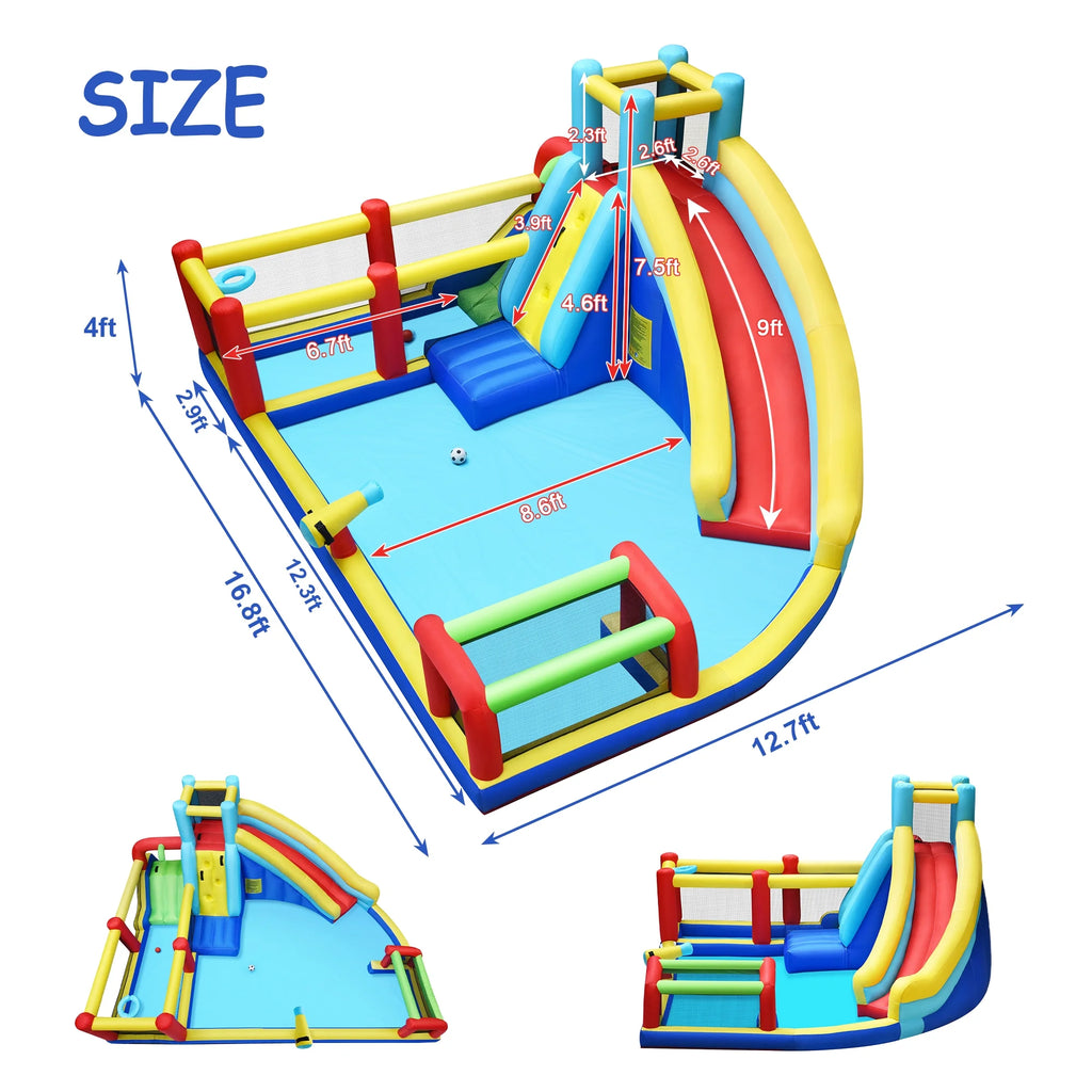 Inflatable Water Slide Park with Climbing Wall and Splash Pool C103