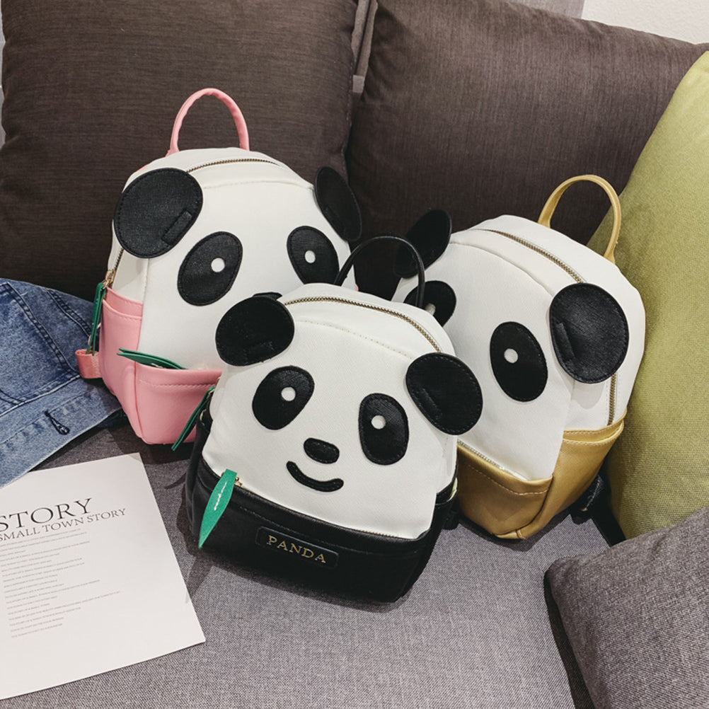 Cartoon Panda Pattern Large Size Black Travel Backpack T658258