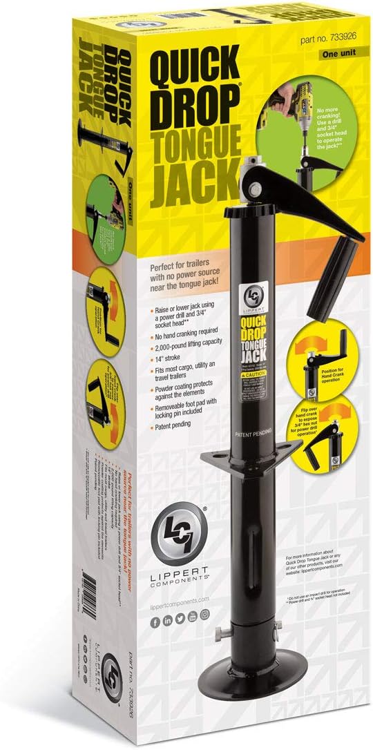 Black 2000lb Quick Drop Tongue Jack Pack of 2 T61982