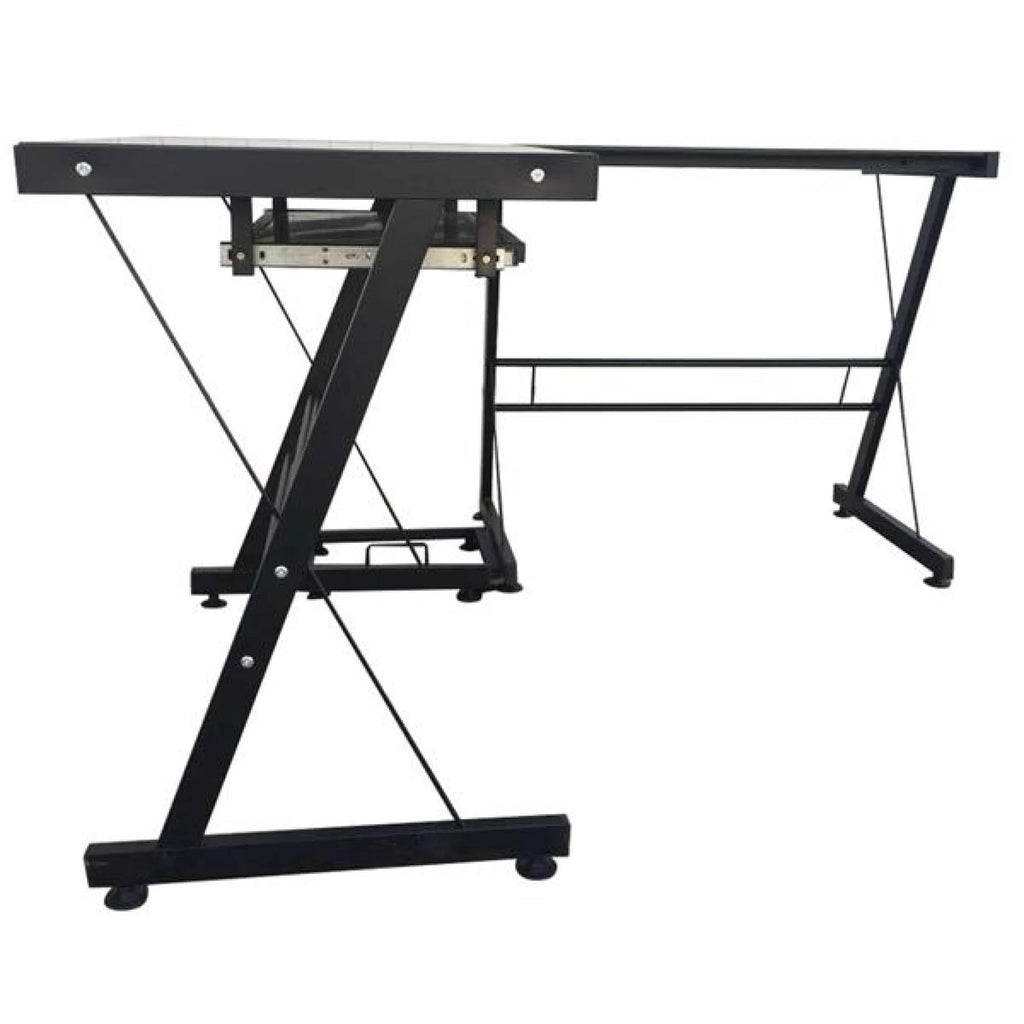 L-Shaped Corner Computer Game Desk with Removable Keyboard Tray D488