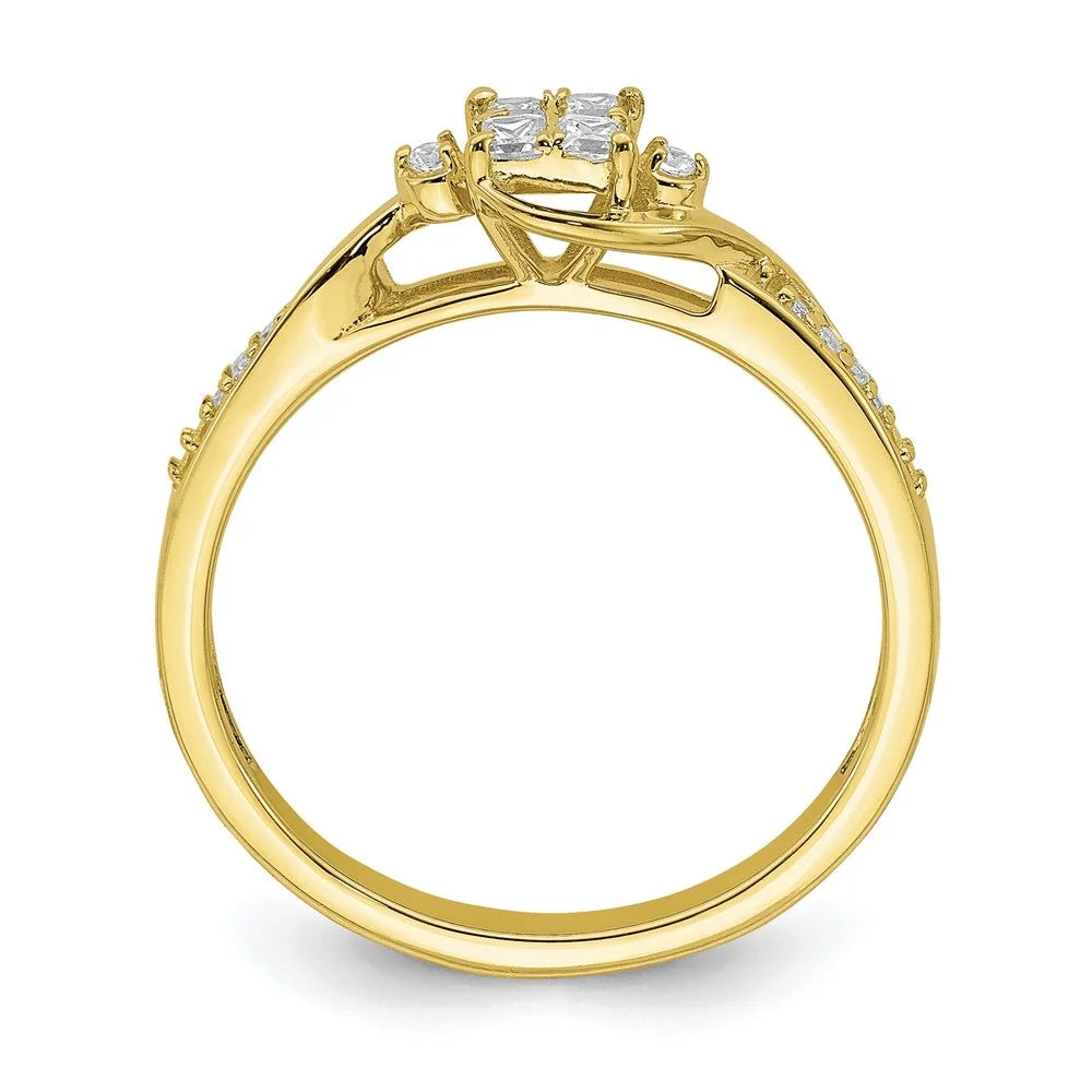 10k Yellow Gold Lab Grown Diamond Cluster Engagement Ring A95344