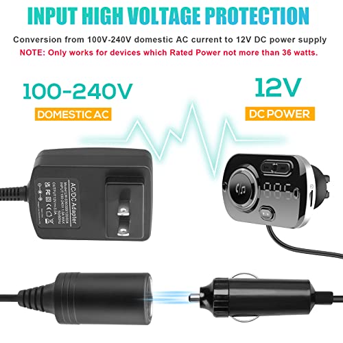 110V AC to 12V DC Car Power Adapter Converter Cigarette Lighter Socket 60W Black I422