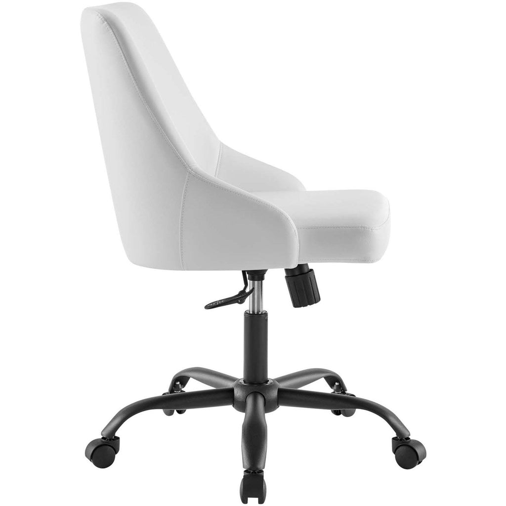 Black White Swivel Vegan Leather Office Chair O23227