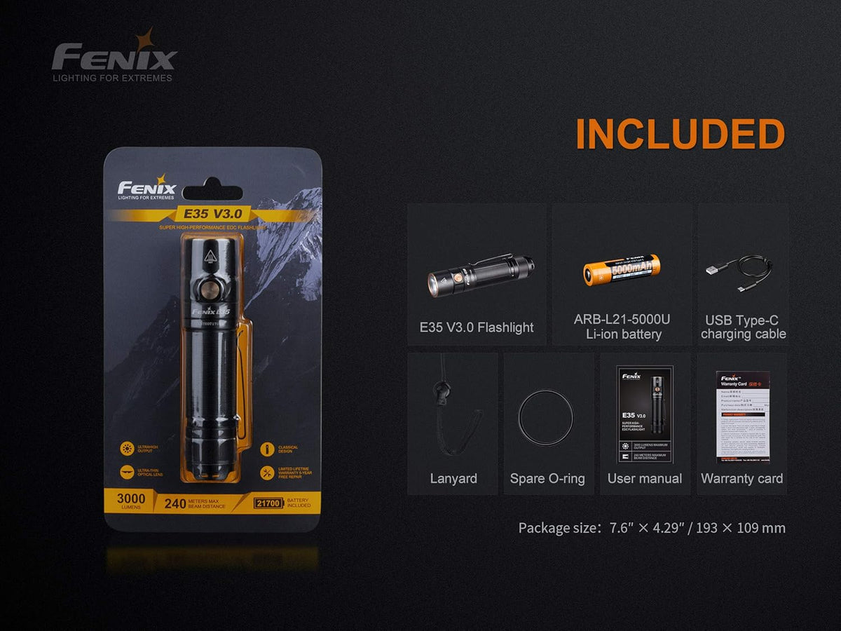 3000 Lumen USB-C Rechargeable LED Flashlight with 5000mAh battery and carrying case bundle O3698
