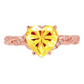 2.1ct Heart Cut Yellow Citrine 18k Rose Gold Ring H823