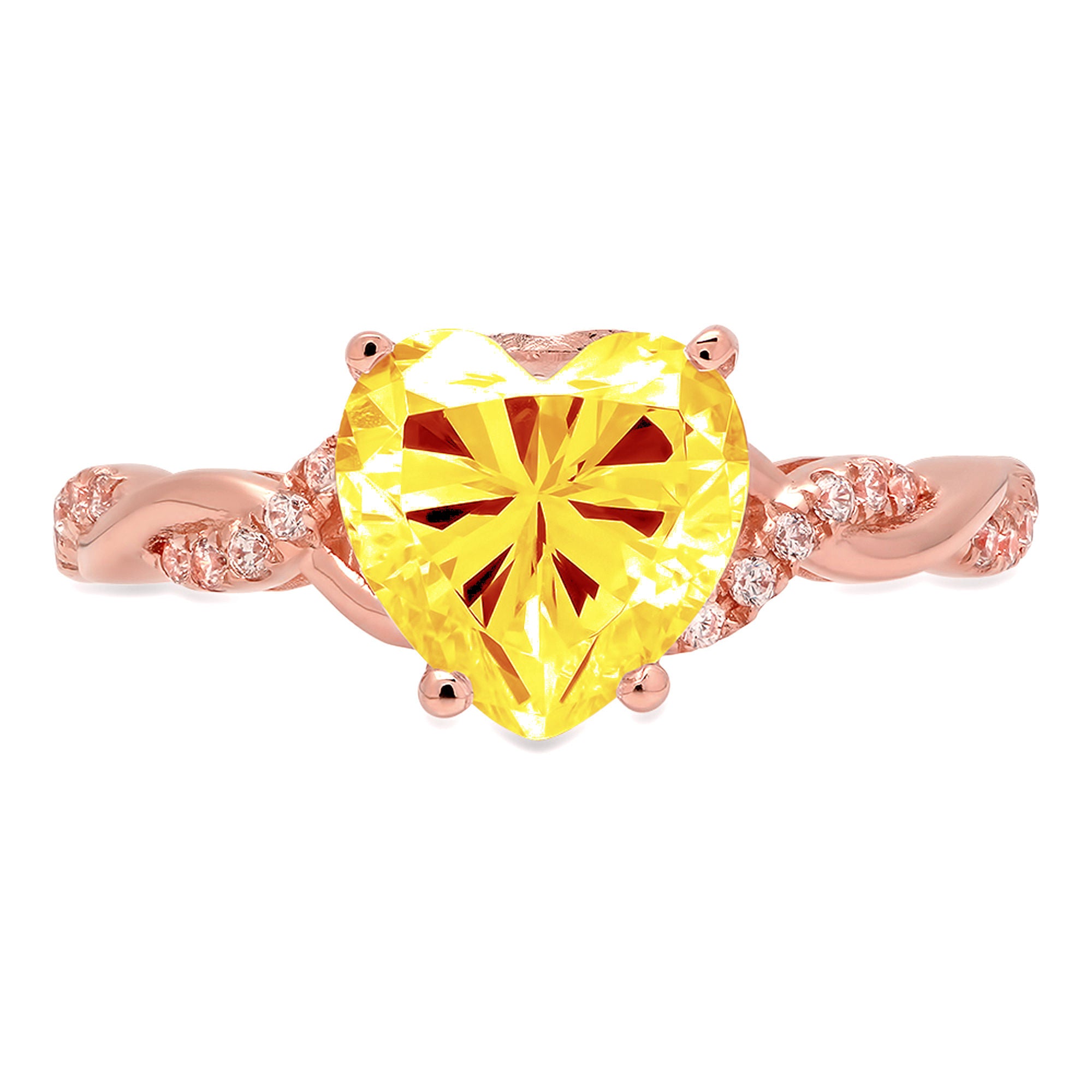 2.1ct Heart Cut Yellow Citrine 18k Rose Gold Ring H823