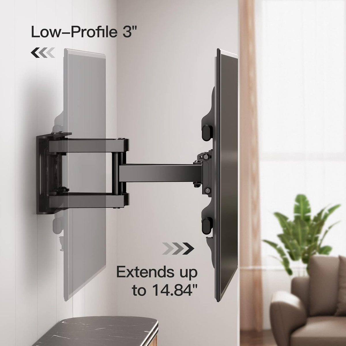 TV Wall Mount Full Motion for 37-75 Inch LED LCD OLED Flat Curved Screen, Articulating Arms Swivel Tilt Leveling, Holds up to 132lbs, VESA 600x400mm, Pack of 2 K67572