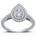 Pear Halo Diamond 10 Kt White Gold Engagement Ring N705