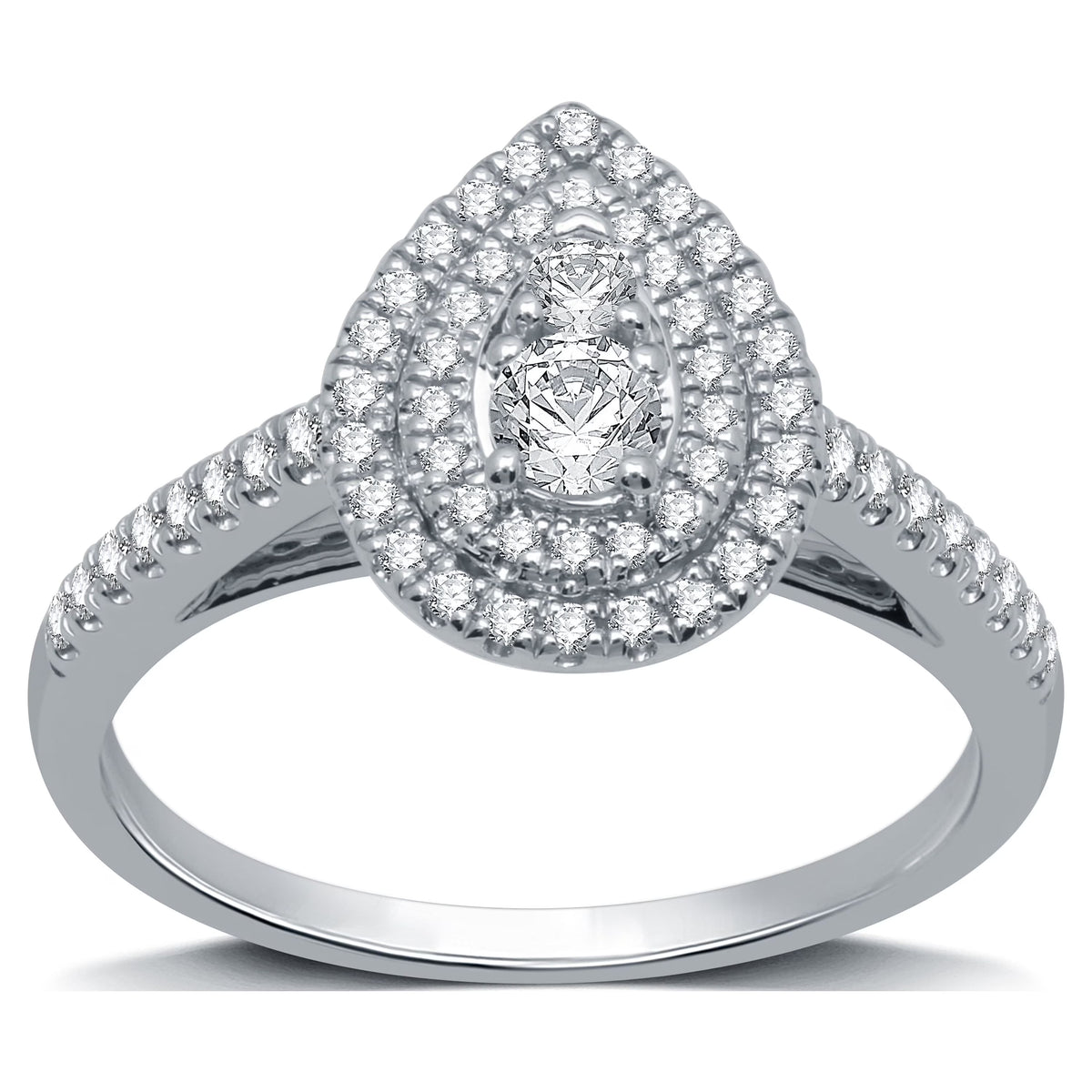Pear Halo Diamond 10 Kt White Gold Engagement Ring N705