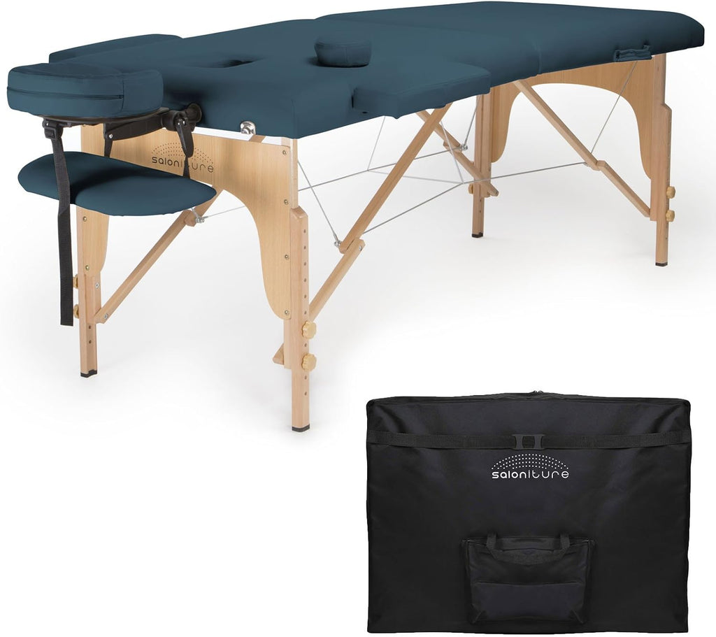 Black Portable Folding Massage Table with Carrying Case Y414728