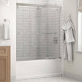 Frameless Sliding Bathtub Door in Chrome with Clear Glass U118