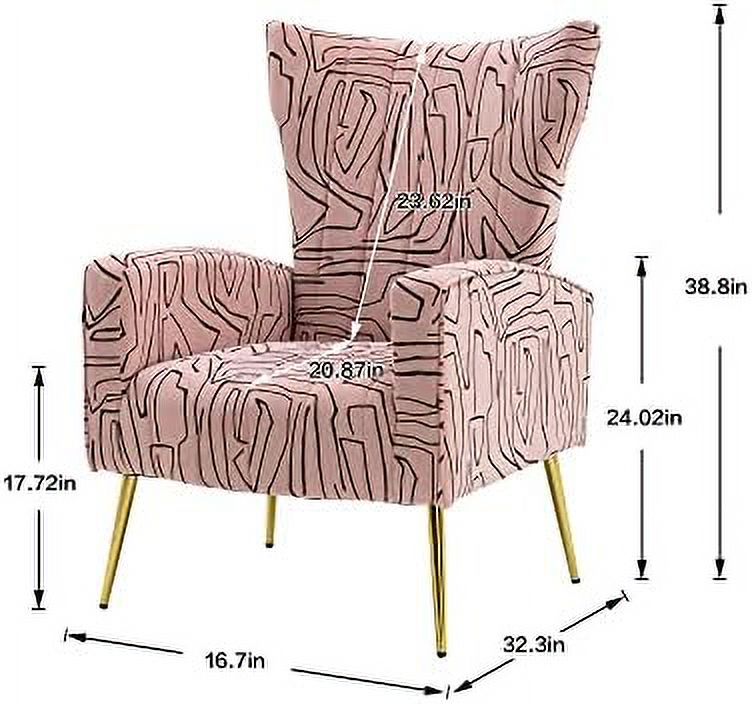 Navy Velvet Wingback Accent Chair with Metal Gold Legs Q248