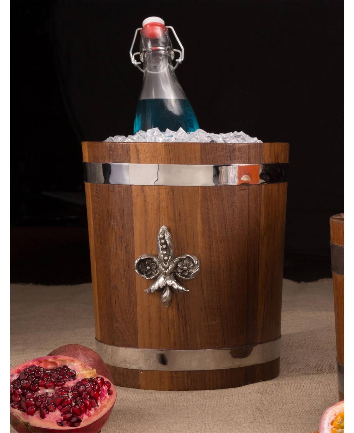 Teak Ice Bucket with Steel Insert I8300