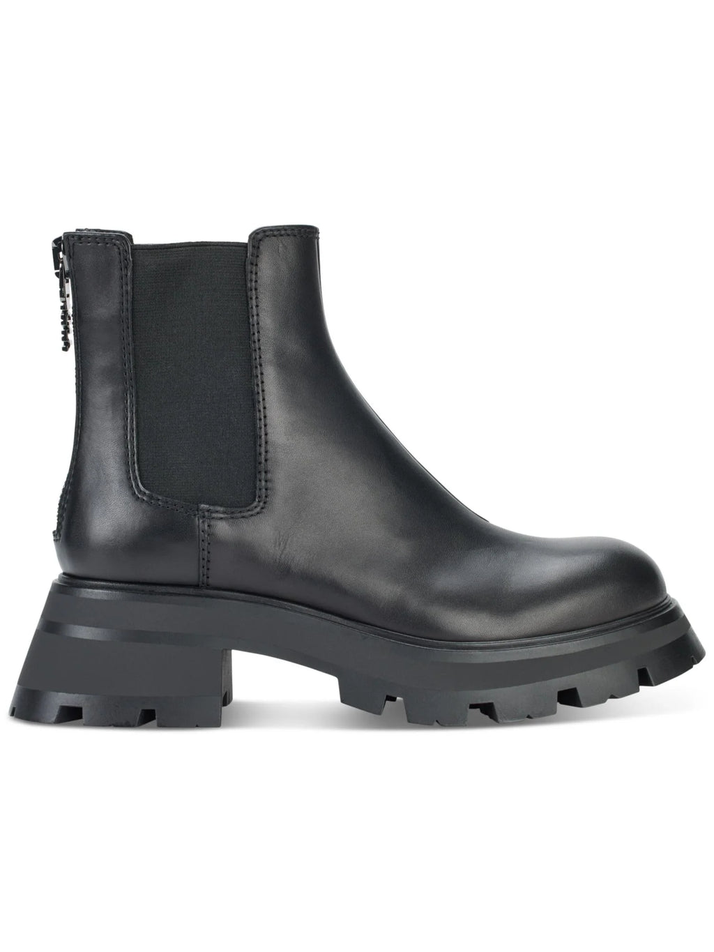 Black Round Toe Block Heel Chelsea Boots K252