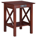 Antique Walnut Printer Stand with Charger S37888