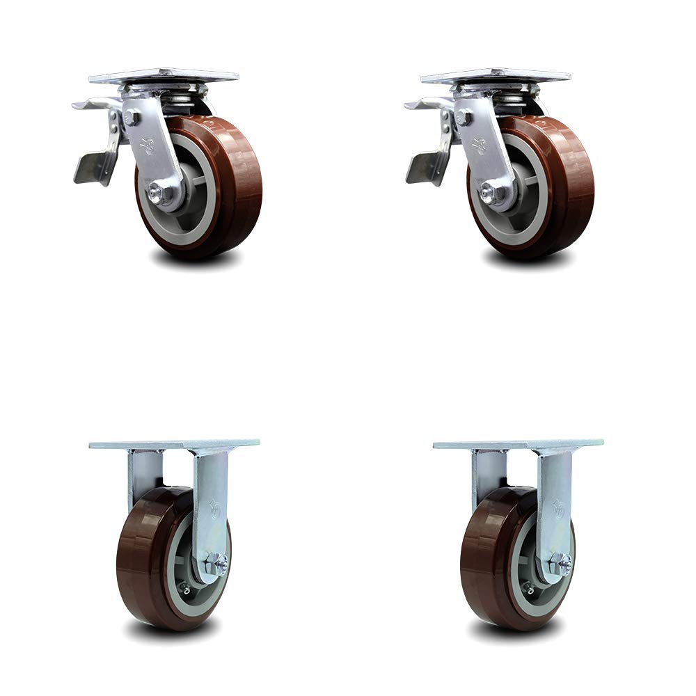 Heavy Duty Swivel Caster, Non-Marking Polyurethane Wheel, 8 Size Pack of 2 E912897