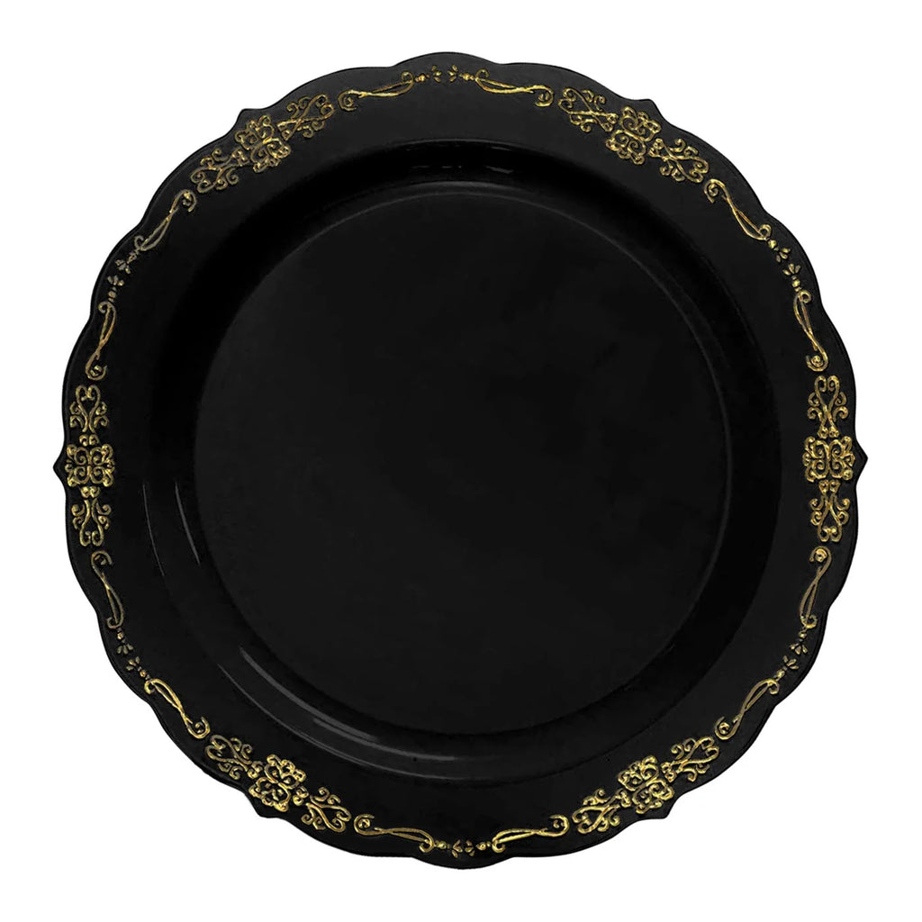 Black Gold Disposable Plastic Wedding Value Set (60 Guests) O643683