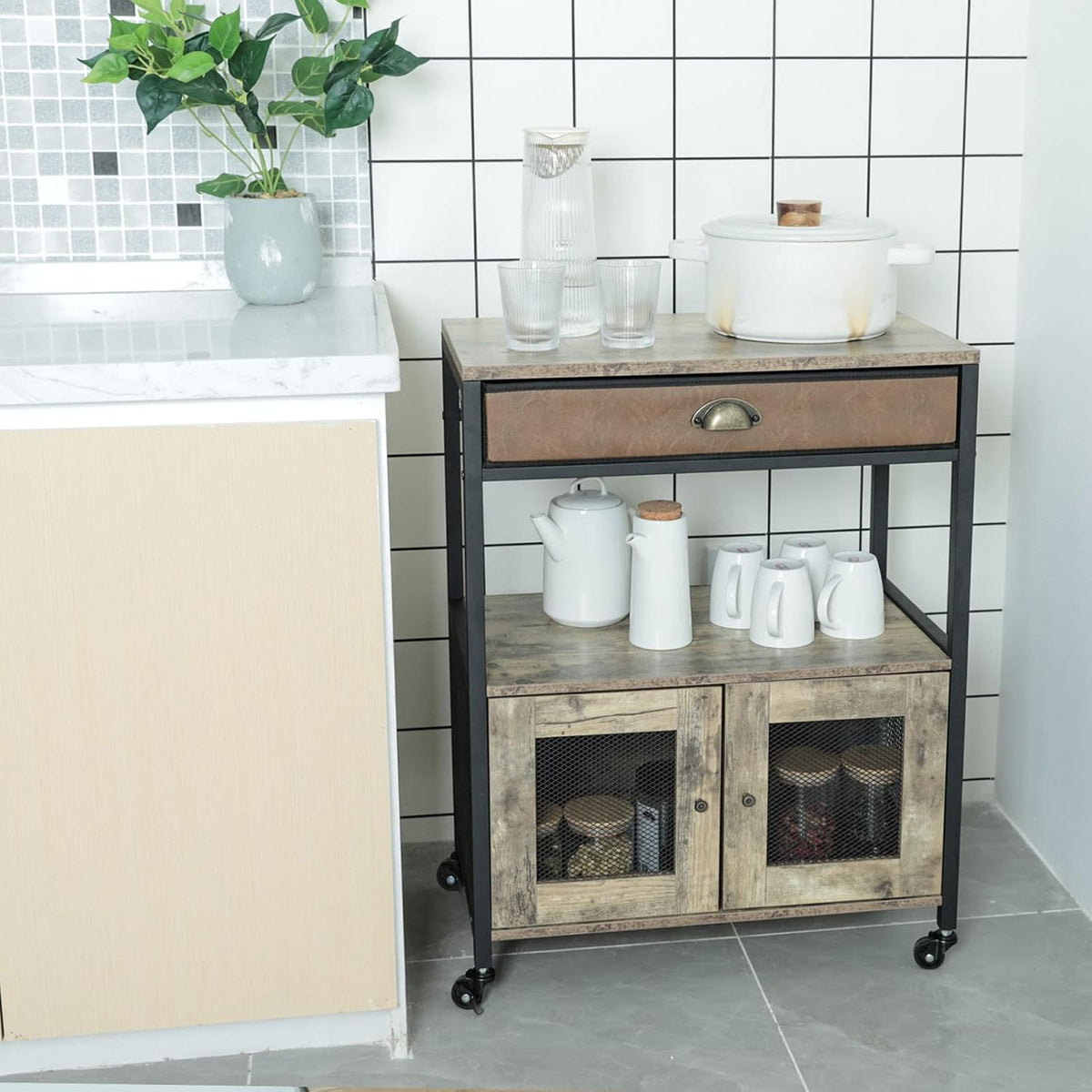 Mobile Printer Stand with Storage and Drawer X680177