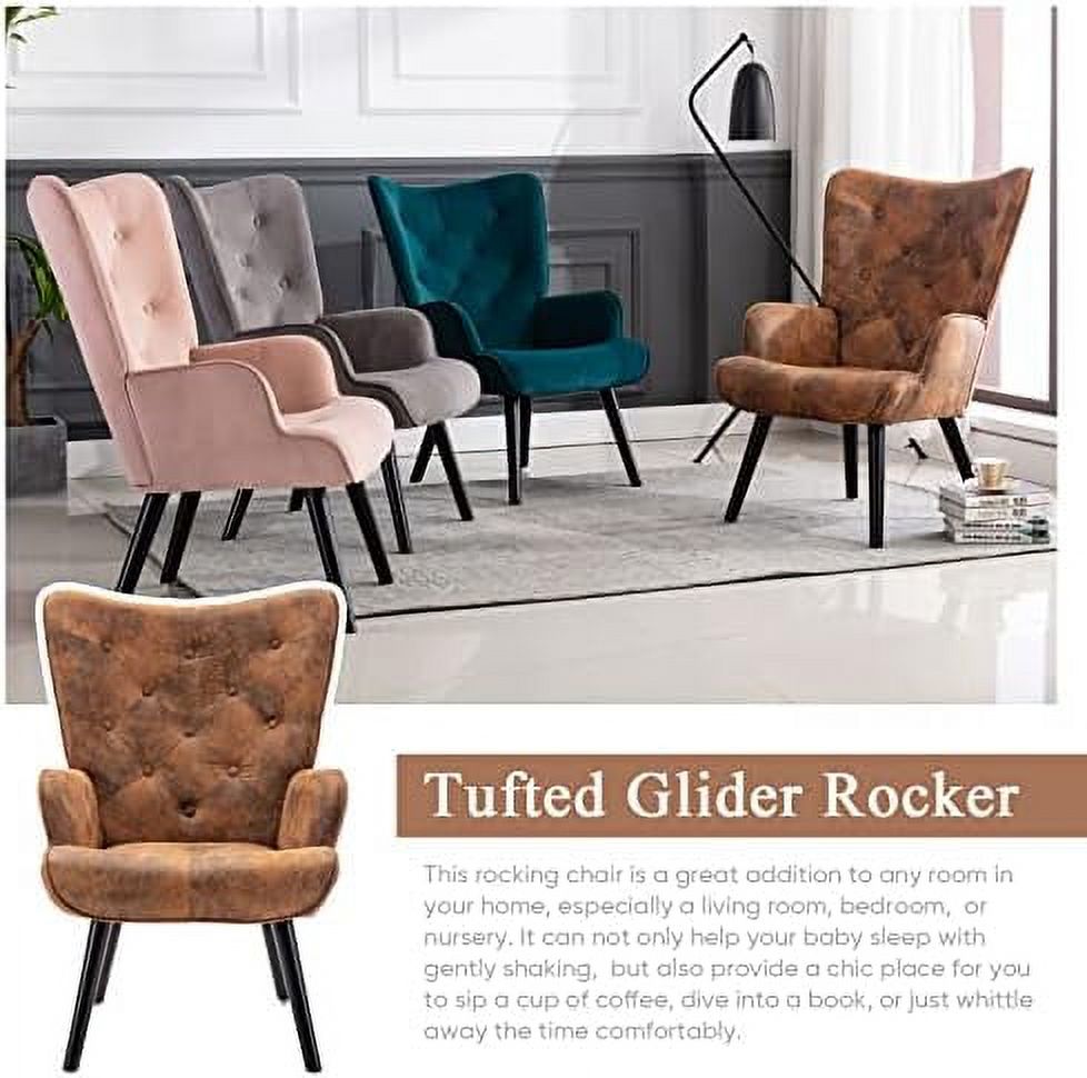 Brow Microfiber Cushioned Wingback Armchairs Set Q980