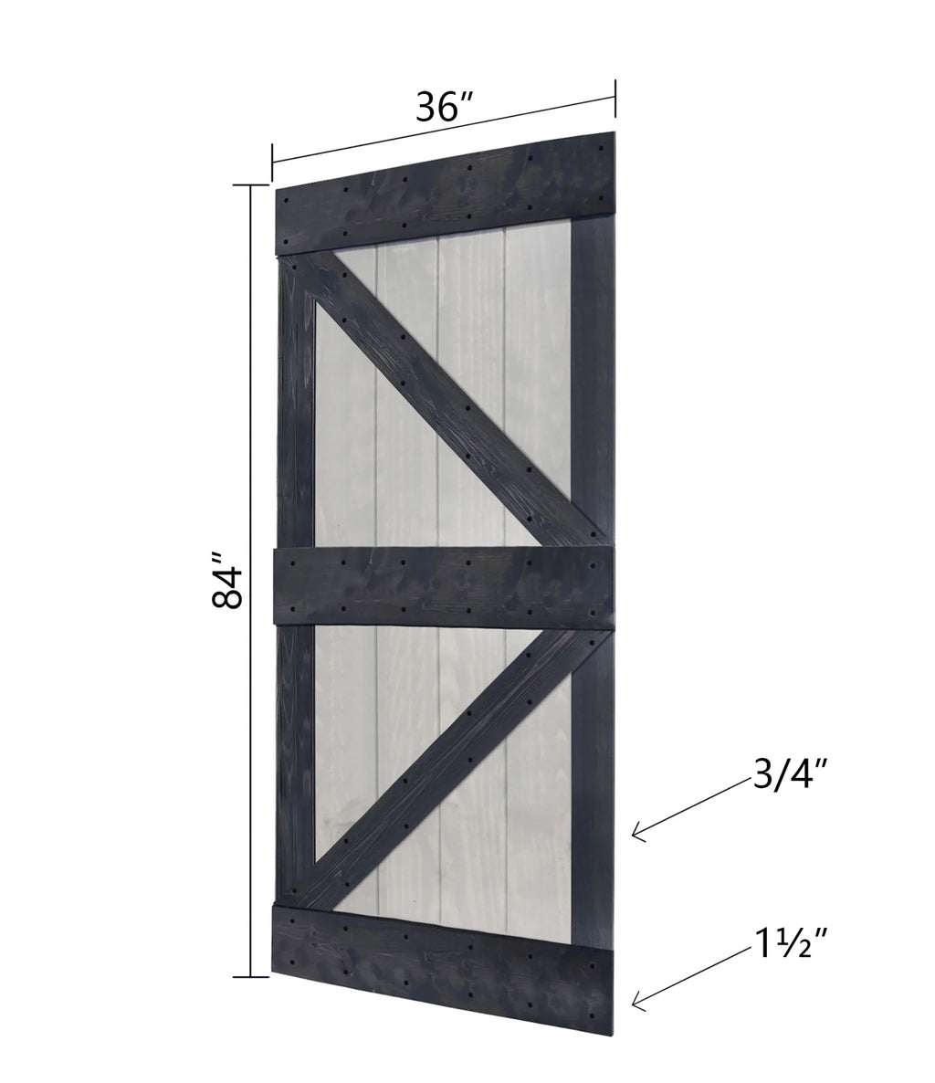 French Gray/Carbon Gray Knotty Pine Wood Sliding Barn Door With Installation Hardware Kit X68364