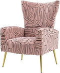 Navy Velvet Wingback Accent Chair with Metal Gold Legs Q248