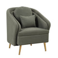 Seaweed Green Upholstered Accent Chair with Lumbar Pillow and Metal Legs Y834