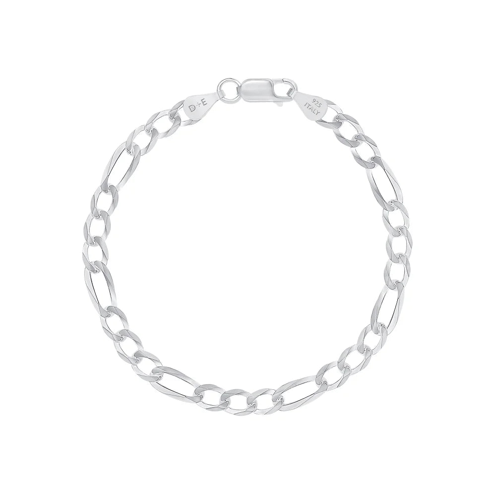 Solid 925 Sterling Silver 5.5mm Flat 22” Figaro Link Chain Necklace P16076
