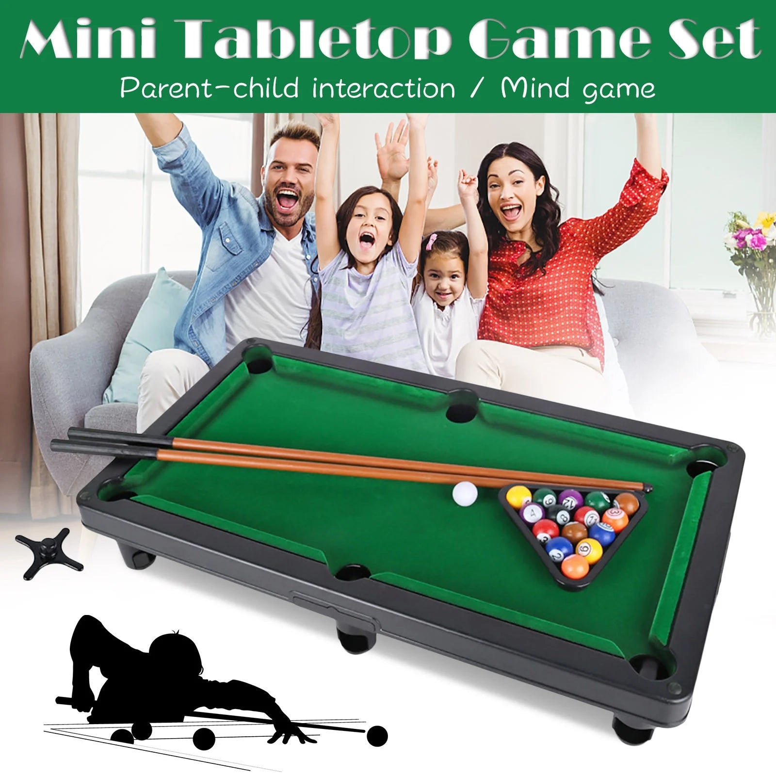 Mini Tabletop Pool Set Billiards Game S50587