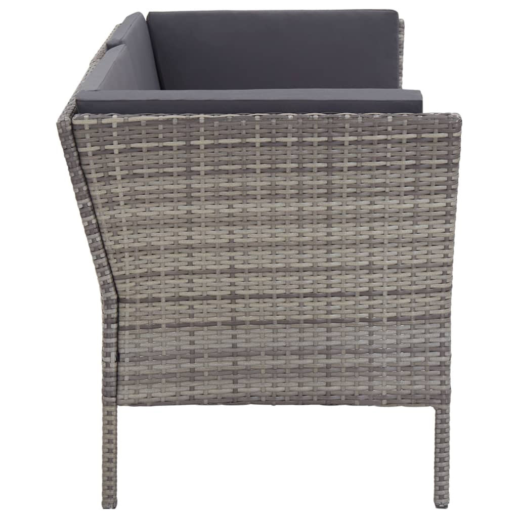 6 Piece Gray Poly Rattan Outdoor Sectional Set with Side Table W201