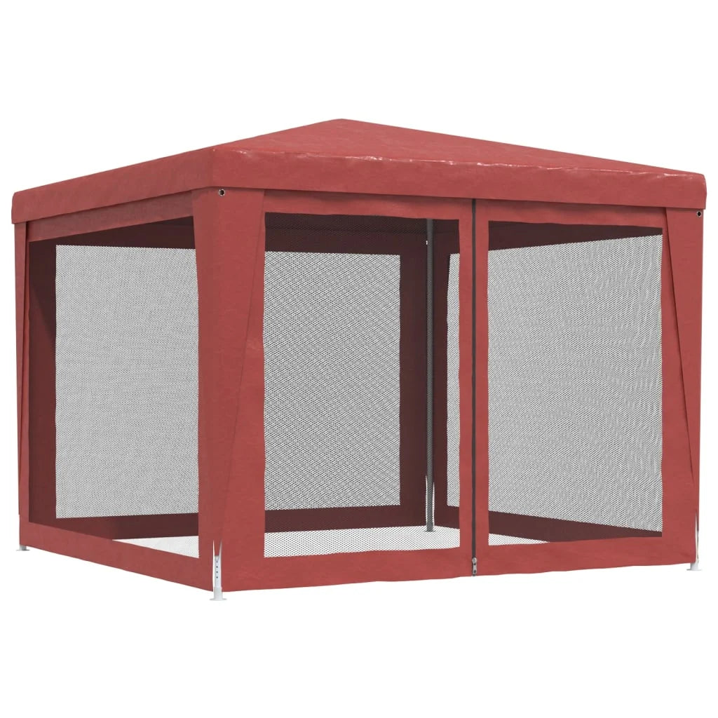 Party Tent with 4 Mesh Sidewalls Red 9.8'x9.8' HDPE T239