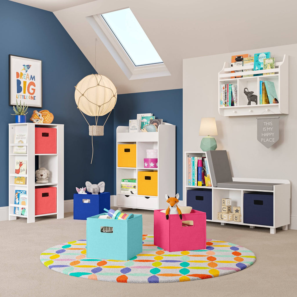 White Kids Cubby Storage Cabinet with Bookrack G5405