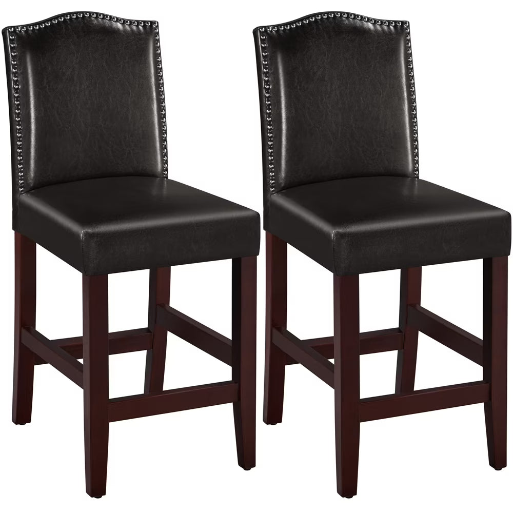 Brown Faux Leather Counter Bar Stools P13016
