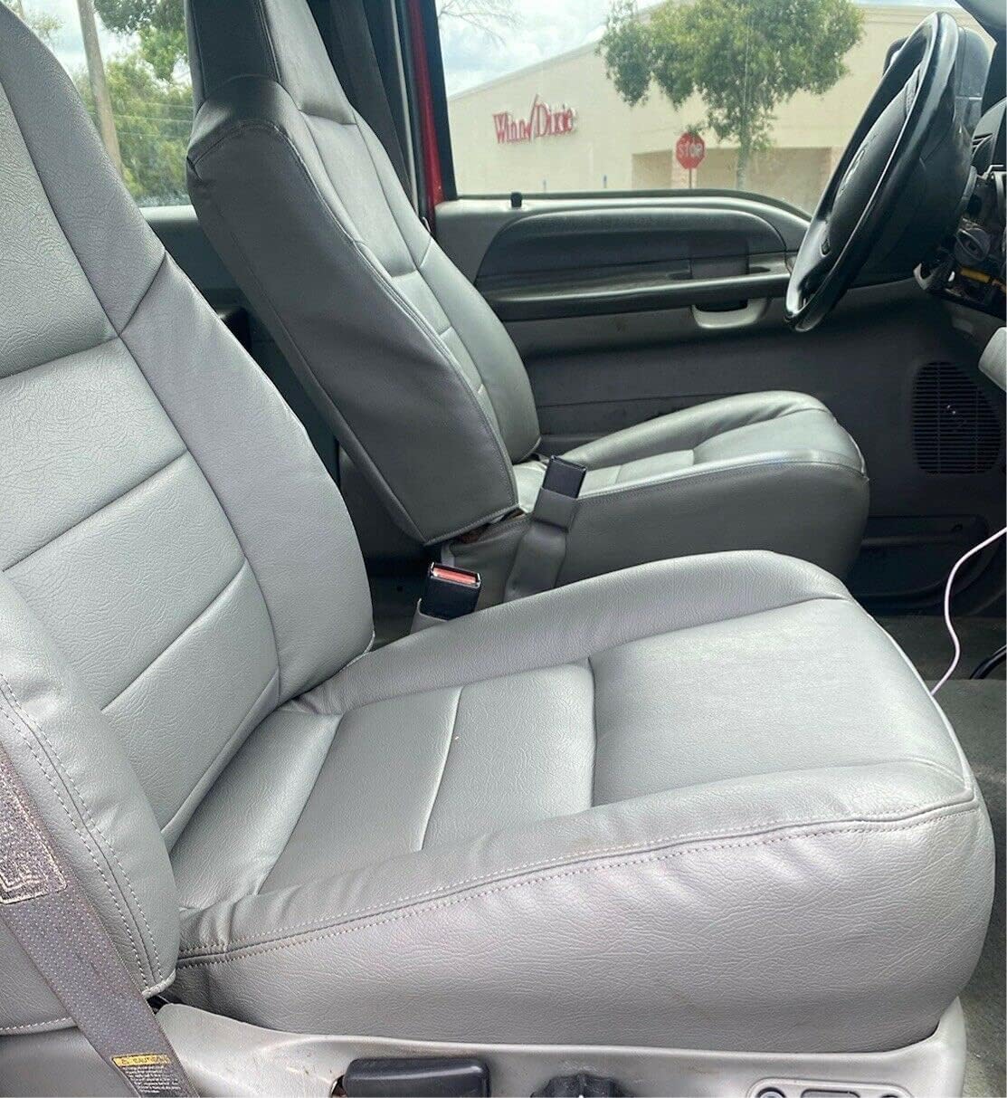 Faux Leather Seat Covers Sets Medium Flint Gray V938238