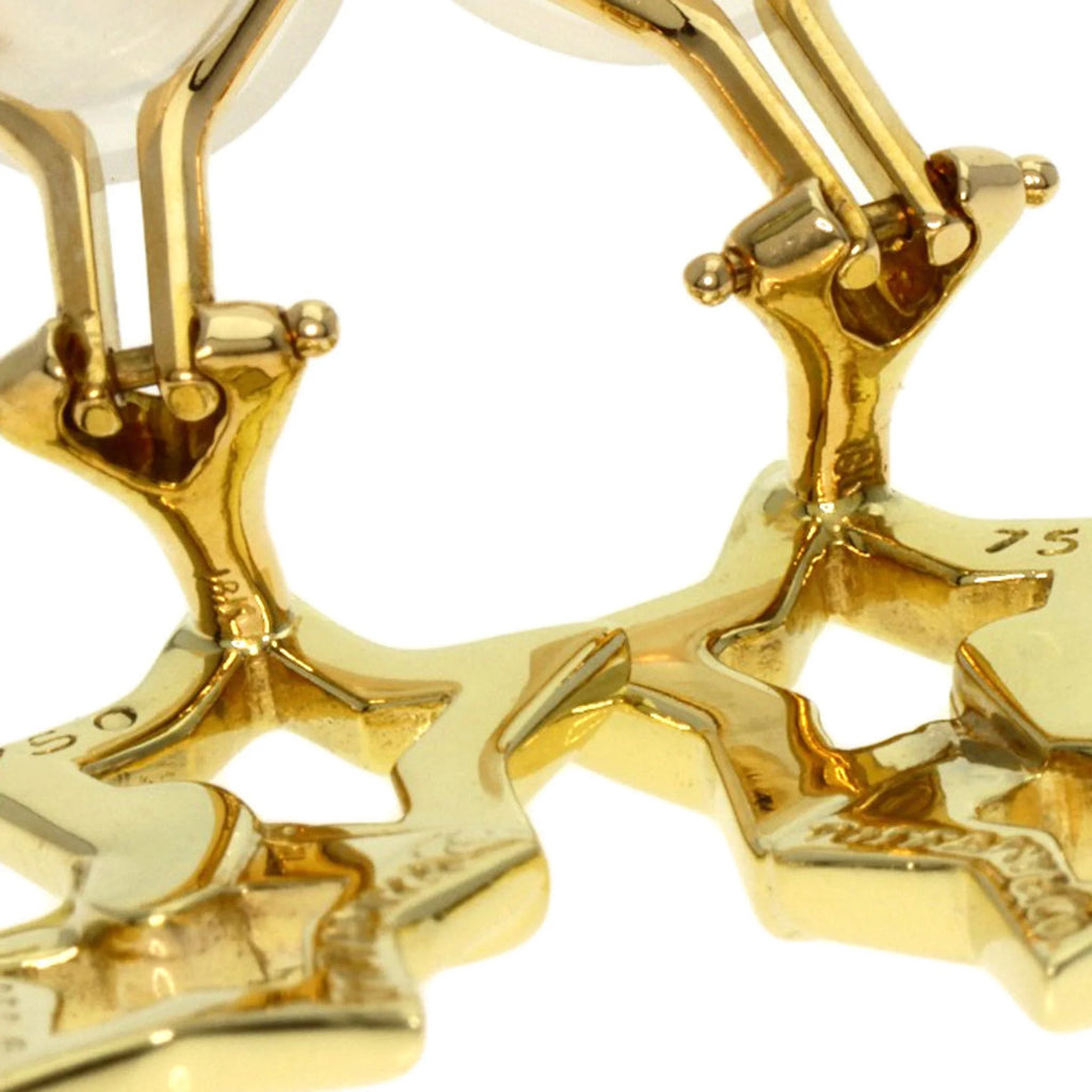 Double Star Earrings K18 Yellow Gold D27078